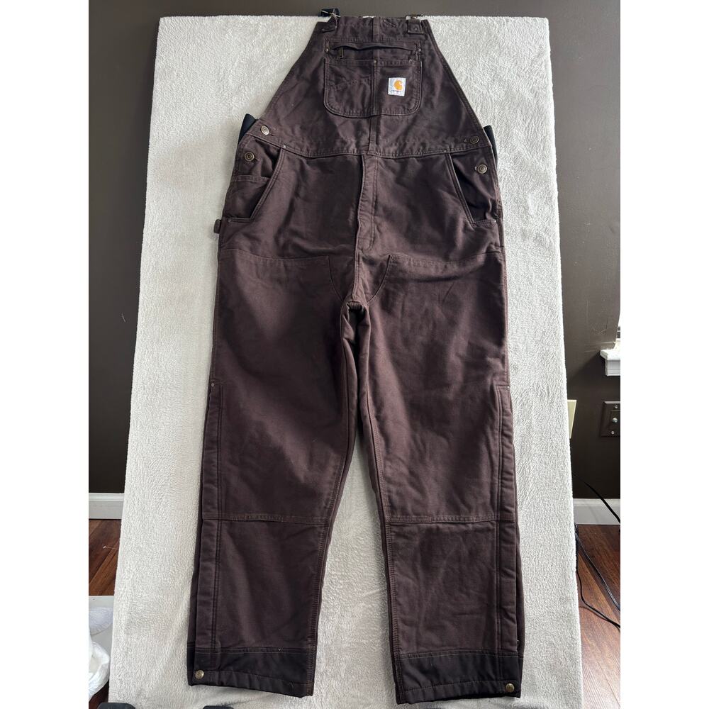Carhartt Dark Brown Bib Overalls XL 104031 - Picture 12 of 16